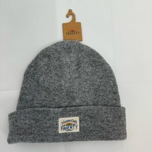 NWT Faherty Core Logo Beanie Hat Unisex OS Grey Heather Polyester Nylon Wool New